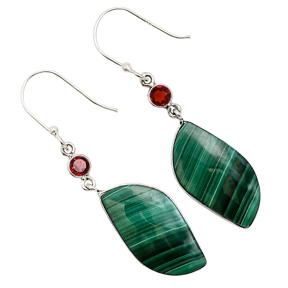 Malachite Eye and Garnet Earrings E-1002 SDE91027
