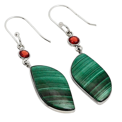 Malachite Eye and Garnet Earrings E-1002 SDE91027