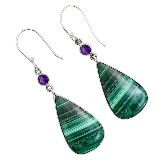 Malachite Eye and Garnet Earrings E-1002 SDE91029