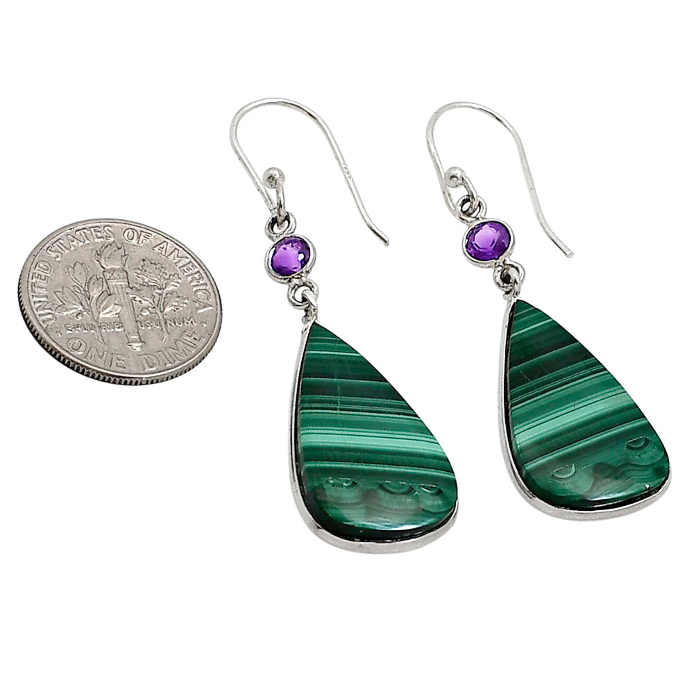 Malachite Eye and Garnet Earrings E-1002 SDE91029