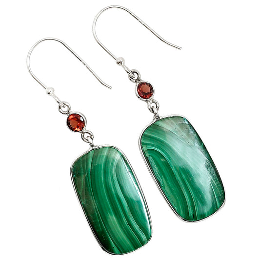 Malachite Eye and Garnet Earrings E-1002 SDE91031