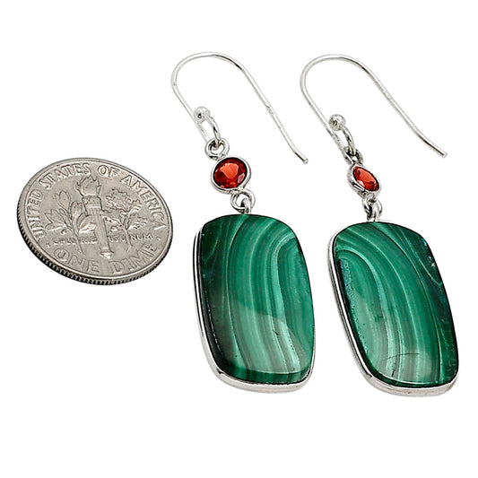 Malachite Eye and Garnet Earrings E-1002 SDE91031