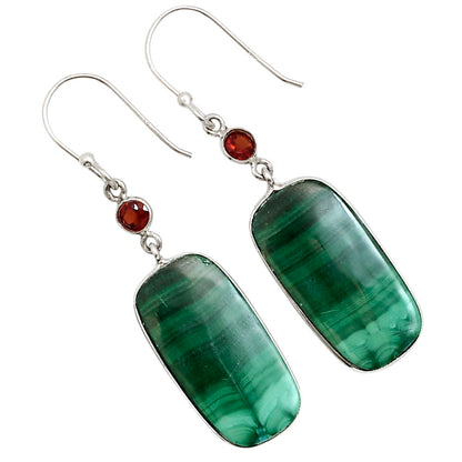 Malachite Eye and Garnet Earrings E-1002 SDE91032