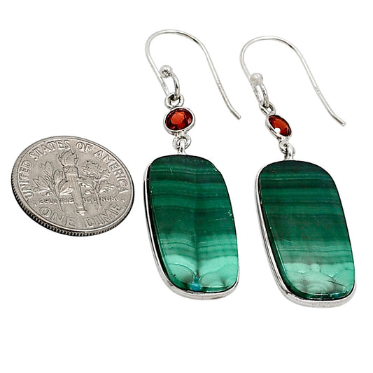 Malachite Eye and Garnet Earrings E-1002 SDE91032
