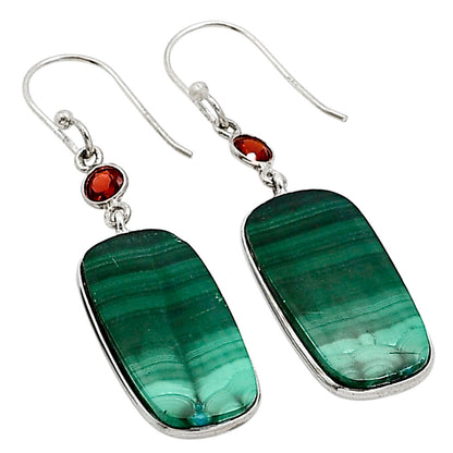 Malachite Eye and Garnet Earrings E-1002 SDE91032