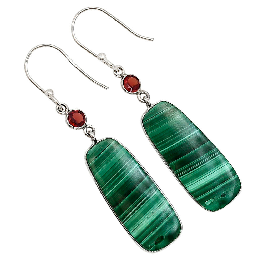 Malachite Eye and Garnet Earrings E-1002 SDE91033