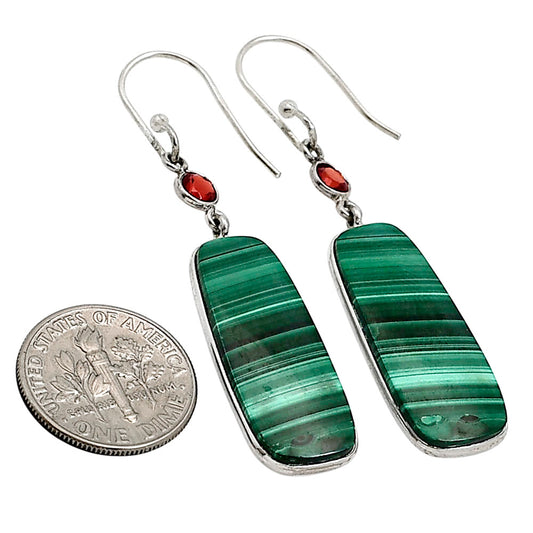 Malachite Eye and Garnet Earrings E-1002 SDE91033
