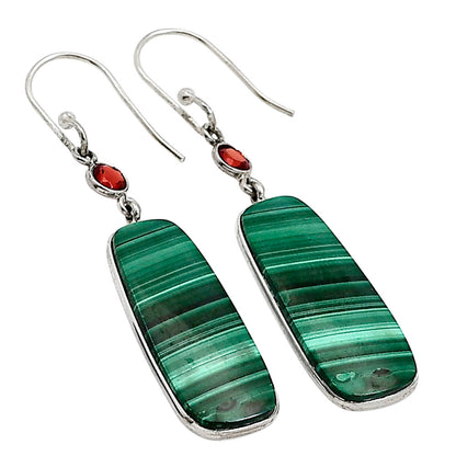 Malachite Eye and Garnet Earrings E-1002 SDE91033