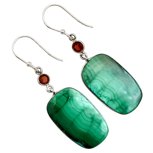 Malachite Eye and Garnet Earrings E-1002 SDE91034