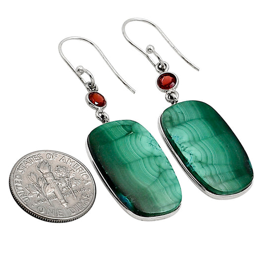 Malachite Eye and Garnet Earrings E-1002 SDE91034