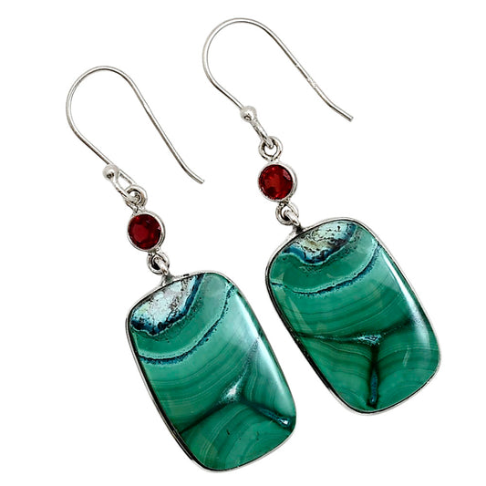 Malachite Eye and Garnet Earrings E-1002 SDE91035
