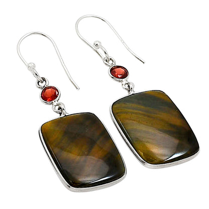 Blue Tiger Eye and Garnet Earrings E-1002 SDE91051