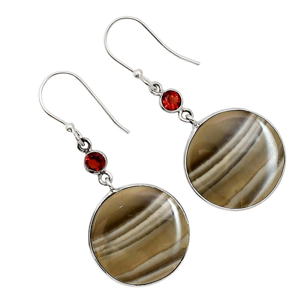 Flint Stone and Garnet Earrings E-1002 SDE91053