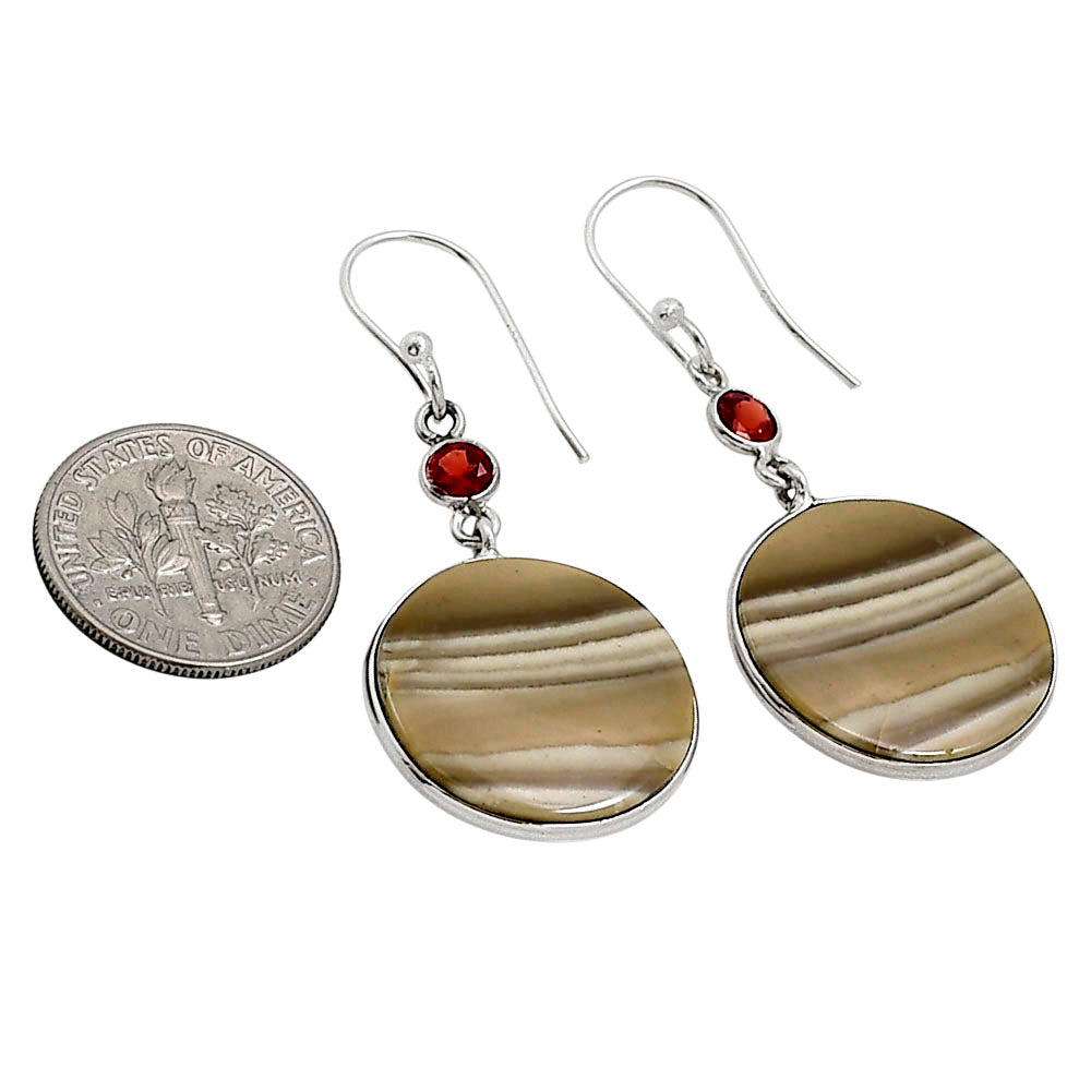 Flint Stone and Garnet Earrings E-1002 SDE91053
