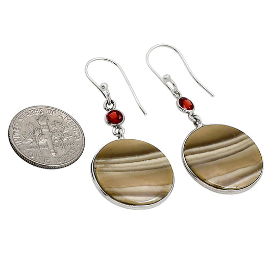 Flint Stone and Garnet Earrings E-1002 SDE91053