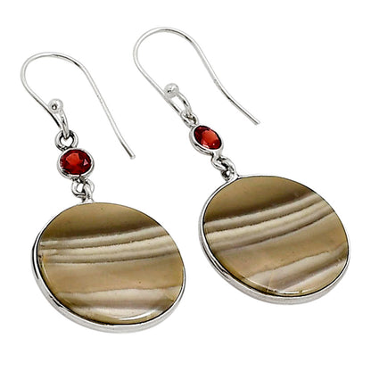 Flint Stone and Garnet Earrings E-1002 SDE91053