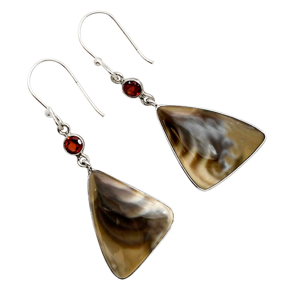 Flint Stone and Garnet Earrings E-1002 SDE91055