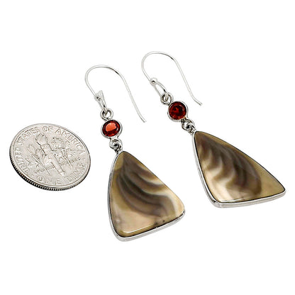 Flint Stone and Garnet Earrings E-1002 SDE91055