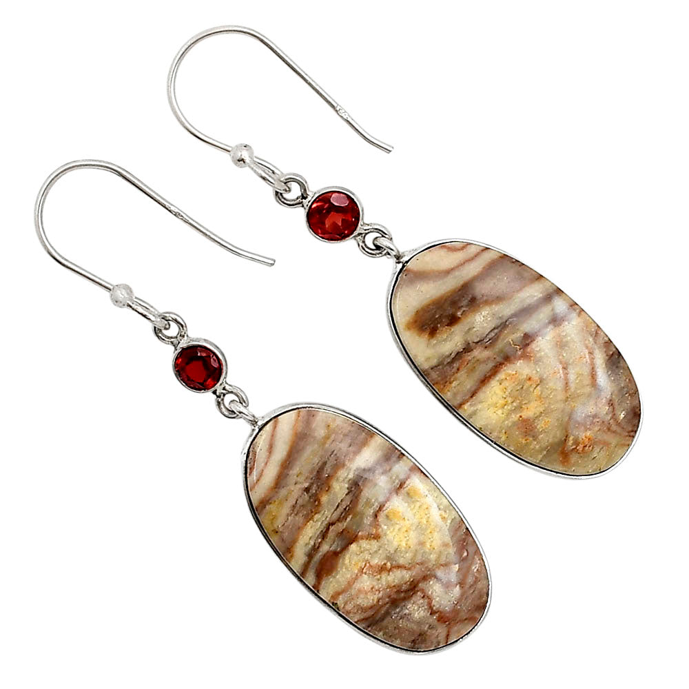 Wave Dolomite and Garnet Earrings E-1002 SDE91059
