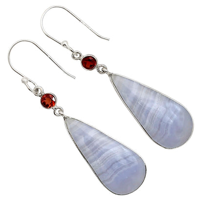 Blue Lace Agate and Garnet Earrings E-1002 SDE91066