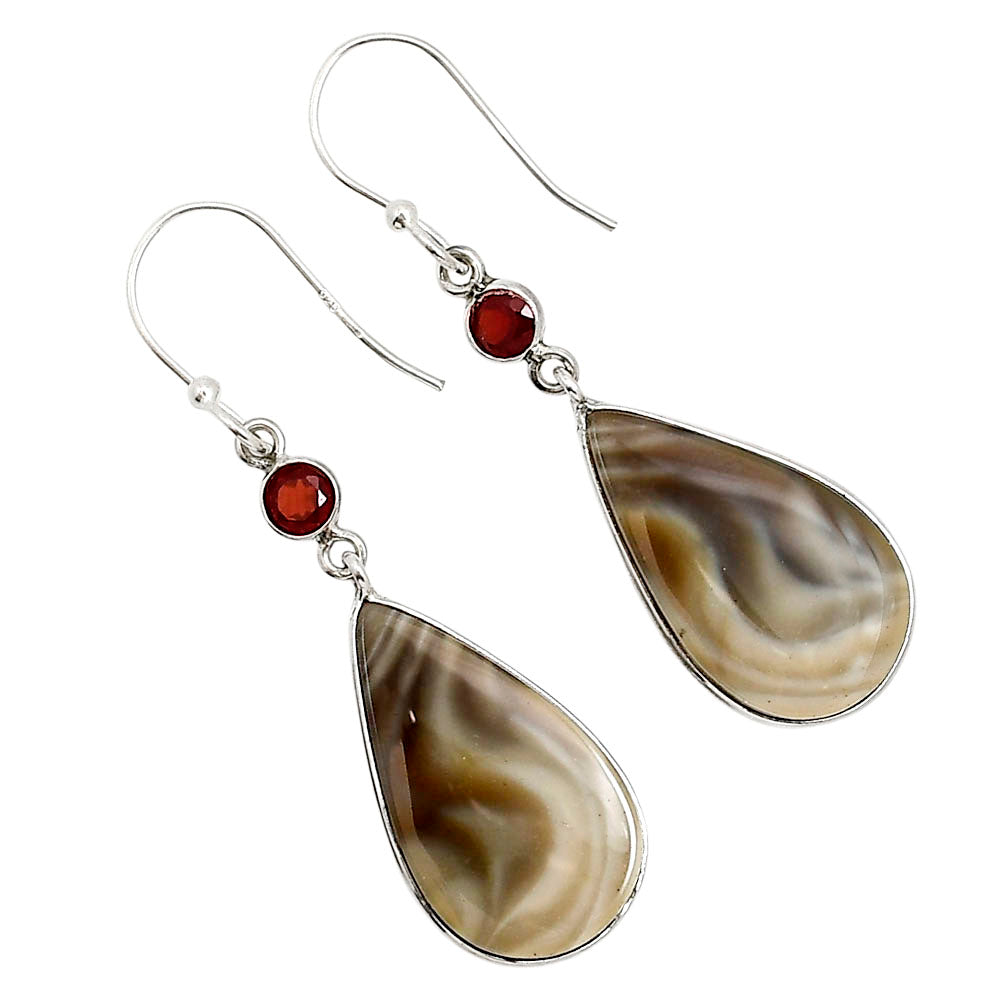 Flint Stone and Garnet Earrings E-1002 SDE91067