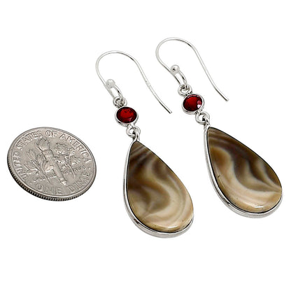 Flint Stone and Garnet Earrings E-1002 SDE91067