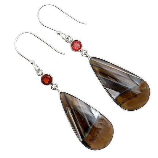 Banded Onyx and Garnet Earrings E-1002 SDE91069