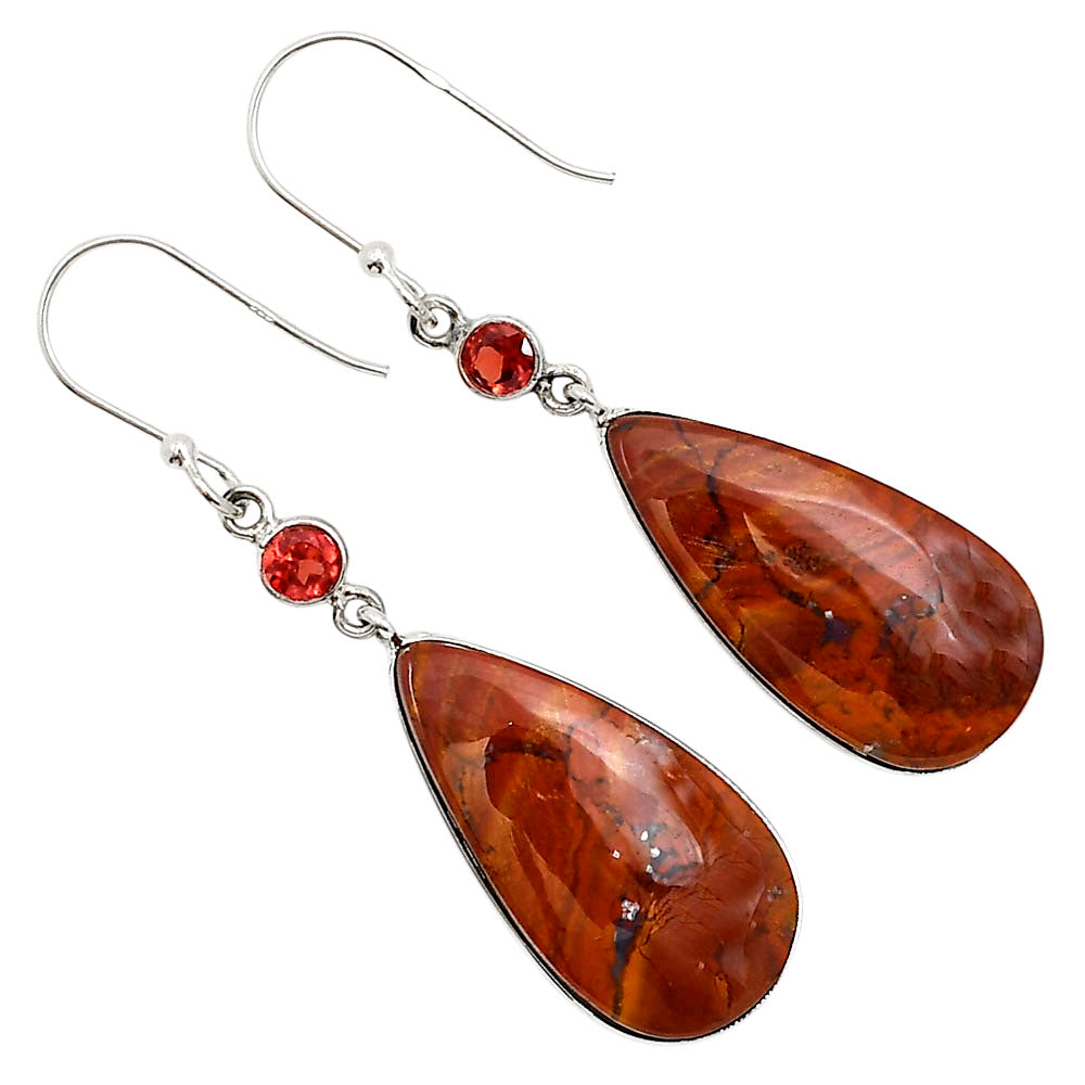 Red Moss Agate and Garnet Earrings E-1002 SDE91072