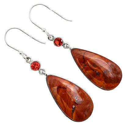 Red Moss Agate and Garnet Earrings E-1002 SDE91072