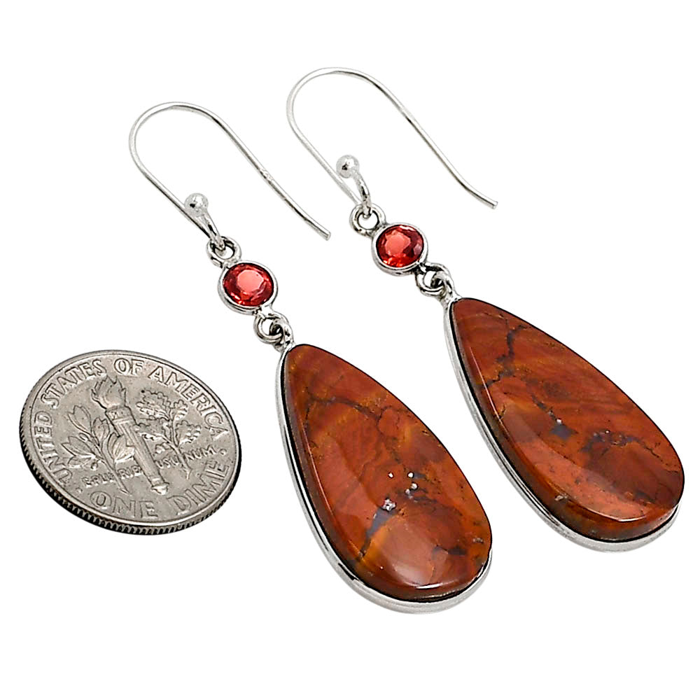 Red Moss Agate and Garnet Earrings E-1002 SDE91072
