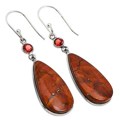 Red Moss Agate and Garnet Earrings E-1002 SDE91072