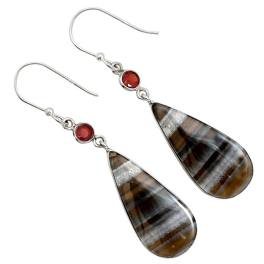 Banded Onyx and Garnet Earrings E-1002 SDE91075