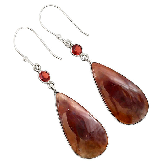 Texas Moss Agate and Garnet Earrings E-1002 SDE91083