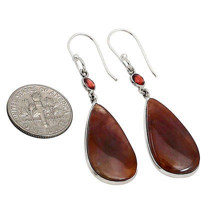 Texas Moss Agate and Garnet Earrings E-1002 SDE91083