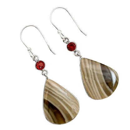 Flint Stone and Garnet Earrings E-1002 SDE91086