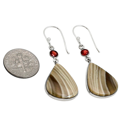 Flint Stone and Garnet Earrings E-1002 SDE91086