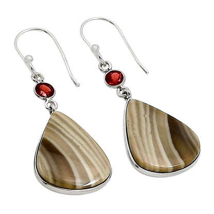 Flint Stone and Garnet Earrings E-1002 SDE91086