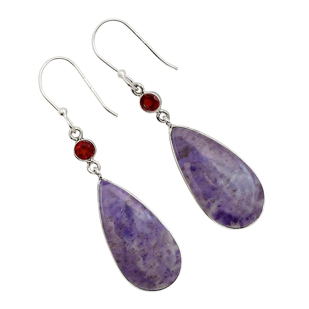 Lavender Jade and Garnet Earrings E-1002 SDE91088