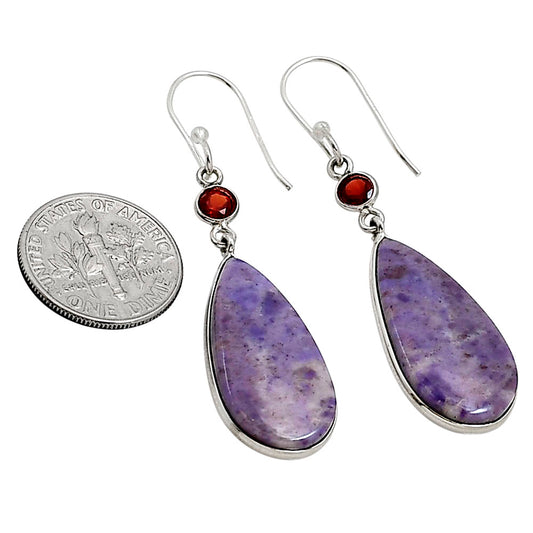 Lavender Jade and Garnet Earrings E-1002 SDE91088