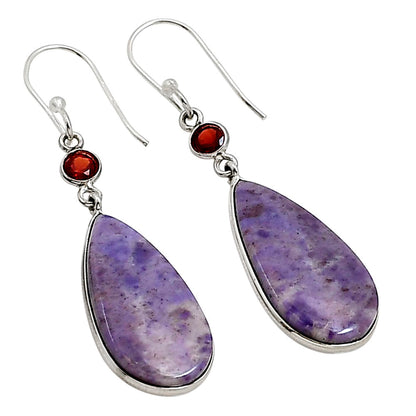 Lavender Jade and Garnet Earrings E-1002 SDE91088