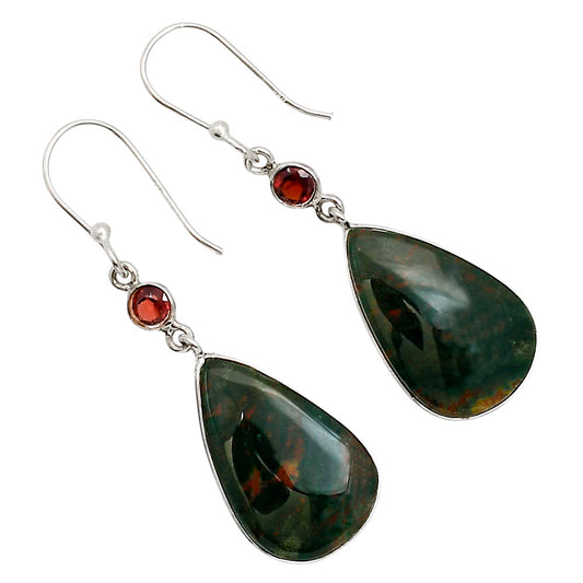 Blood Stone and Garnet Earrings E-1002 SDE91091