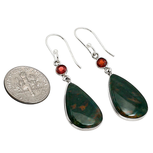 Blood Stone and Garnet Earrings E-1002 SDE91091