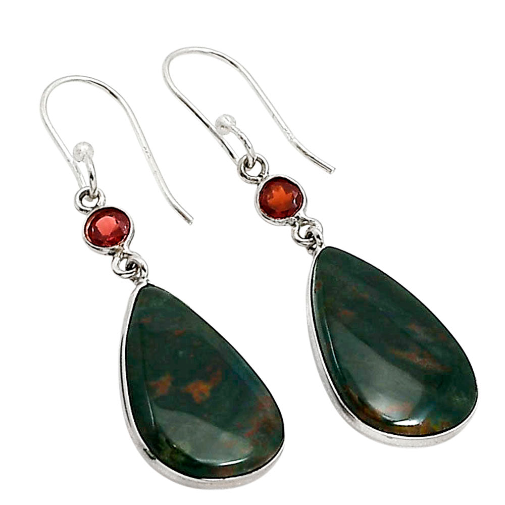 Blood Stone and Garnet Earrings E-1002 SDE91091