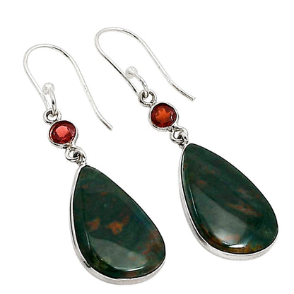 Blood Stone and Garnet Earrings E-1002 SDE91091