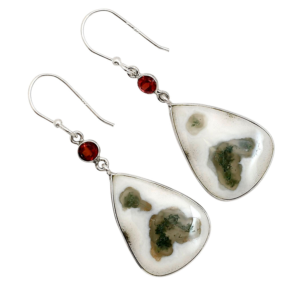 Horse Canyon Moss Agate and Garnet Earrings E-1002 SDE91092