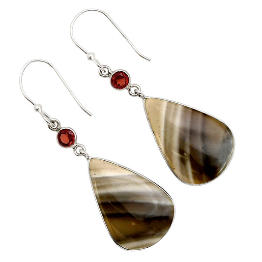 Flint Stone and Garnet Earrings E-1002 SDE91093