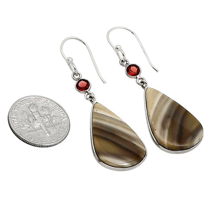 Flint Stone and Garnet Earrings E-1002 SDE91093