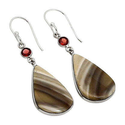 Flint Stone and Garnet Earrings E-1002 SDE91093