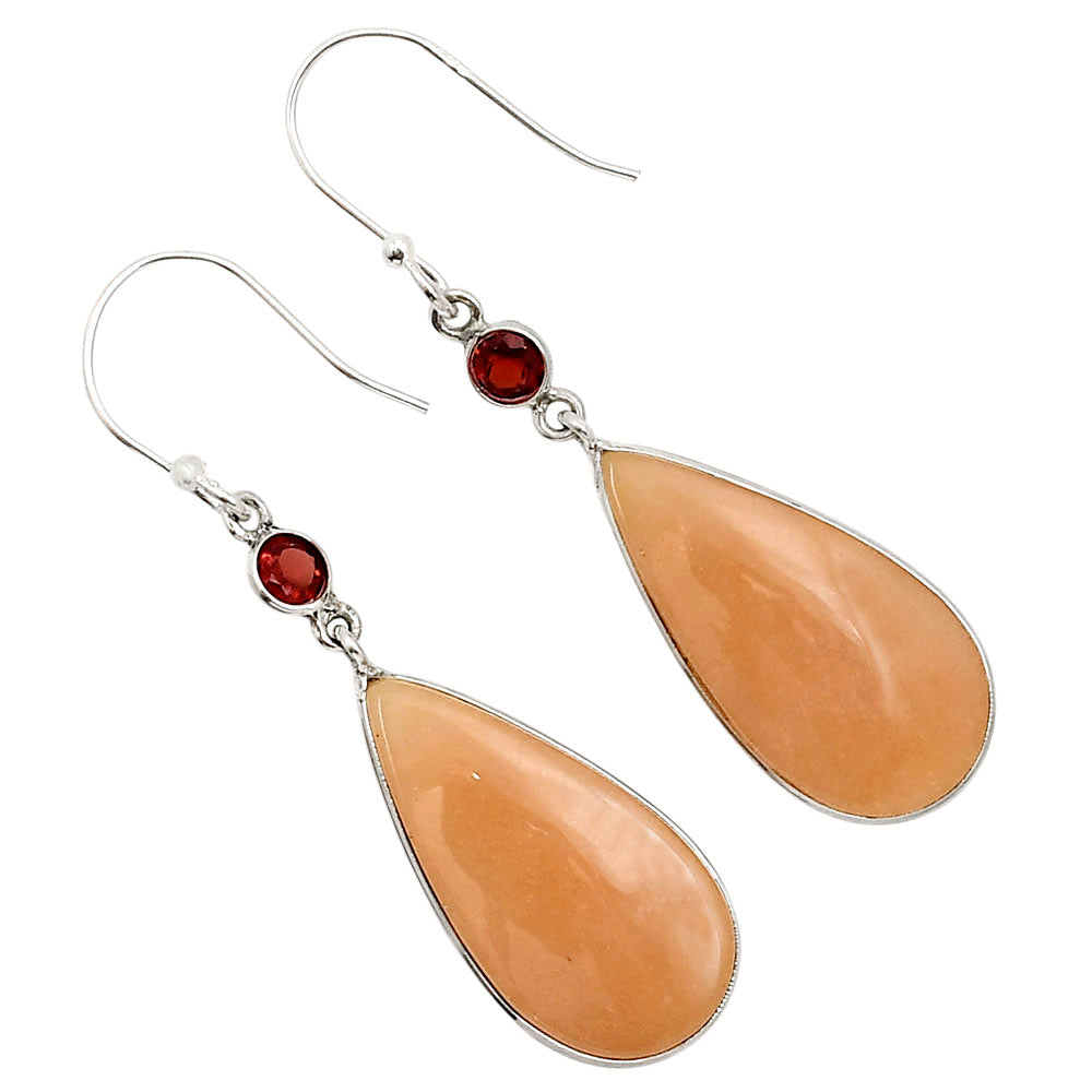 Orange Aventurine and Garnet Earrings E-1002 SDE91096