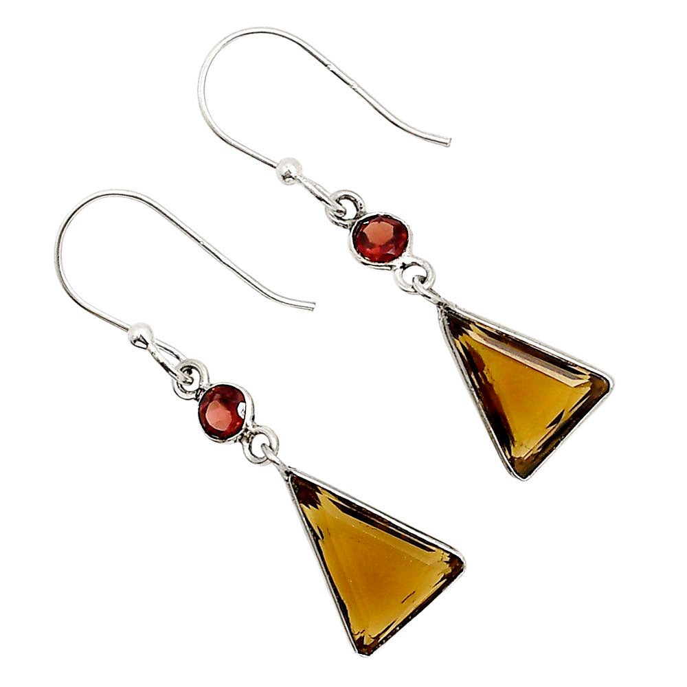 Cognac Quartz and Garnet Earrings E-1006 SDE91105